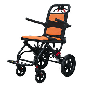 Manual Wheelchair Lightweight Foldable Aluminum Alloy <b>Small</b> Wheel For Elderly Travel Airplane Use - Product Image 4