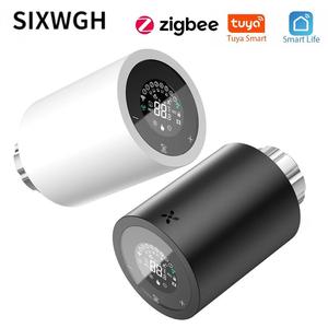 SIXWGH Tuya Zigbee y Wi-Fi Smart LCD Pantalla táctil Válvula termostática para radiador Control de temperatura programable <span class=keywords><strong>APP</strong></span> Voice Eco Home - Product Image 2