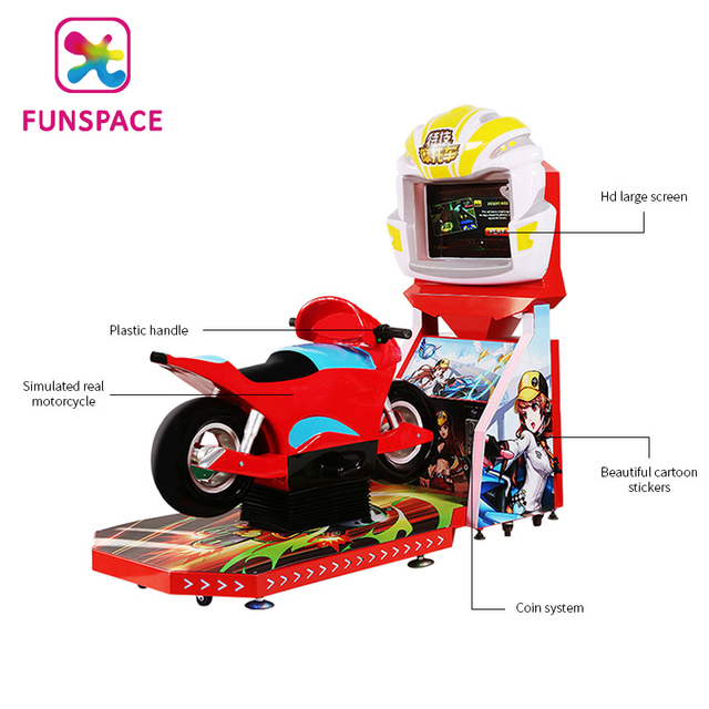 Funspace Indoor Play Zone Coin Operated Motorcycle Arcade Racing Game Machine Video Arcade Game Console Moto Driving Simulator