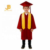 Ensemble de toge et chapeau de graduation mat pour enfants, disponible en gros, rouge foncé et doré, en polyester, pour l'école et la maternelle