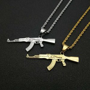 Collier pendentif AK47 en acier titane avec sertissage pavé de diamants, bijou unisexe, cadeau - Product Image 2