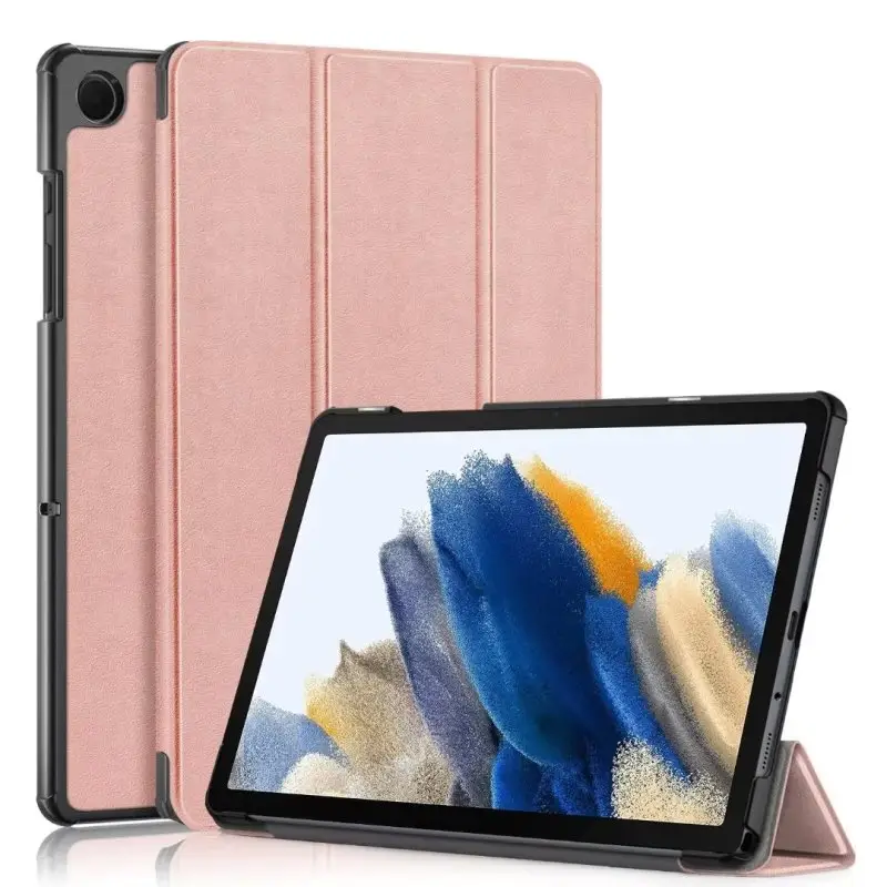 Casing kulit PU Samsung Galaxy Tab A9 + Plus, casing kulit PU 11 inci 2023, penutup tegak lipat tiga, mendukung tidur tidur otomatis SM-X210/X216/X218