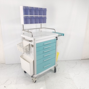 Chariot de médecine d'équipement chirurgical moderne de qualité supérieure seaux en métal ABS en acier multicolore meubles d'hôpital de chariot d'urgence - Product Image 5