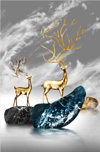 Bộ 3 Bức Tranh Vàng Nghệ Thuật Treo Tường Golden Deer Và <span class=keywords><strong>Tree</strong></span> Canvas Để Trang Trí Nhà - Product Image 3