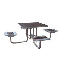 Table de pique-nique en bois commerciale d'extérieur, ensemble de mobilier de jardin, patio extérieur, table de café externe avec banquette simple