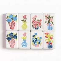 Babyblau 4-Spieler UV-Druck Acryl Amerikanische Mahjong-Steine Benutzerdefinierte Tinte 160 Lucite Benutzerdefiniertes Logo Indoor Luxus-Mahjong-Spielset