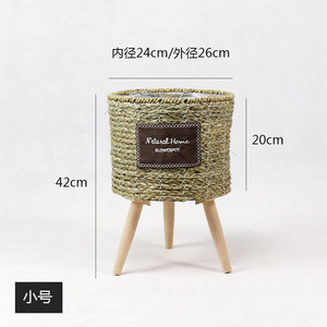 Estante para plantas de jacinto de agua, cesta de exhibición para interiores, cesta de almacenamiento de <span class=keywords><strong>mimbre</strong></span>, estante para plantas de ratán <span class=keywords><strong>con</strong></span> <span class=keywords><strong>patas</strong></span> - Product Image 3