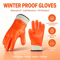 Gants de protection industriels orange antidérapants et résistants à l'abrasion pour la manutention des matériaux et les travaux de nettoyage, en PVC