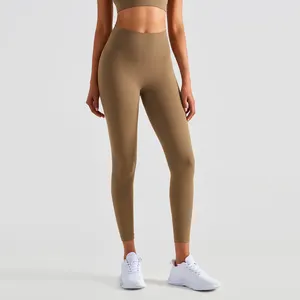 Groothandel Hoge Kwaliteit Custom Logo Fitness Gym Panty Geen Frontlinie Naadloze Zachte Hoge Taille Yoga Broek Leggings Vrouwen