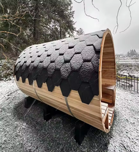 <span class=keywords><strong>Sauna</strong></span> de Cristal Tipo Barril The Estate - Diseño Semicircular de Cedro Rojo con una Potente Estufa de Leña, Diseñada para una Experiencia Panorámica en <span class=keywords><strong>el</strong></span> Jardín - Product Image 2