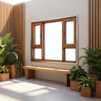 Fenêtre en bois recouvert d'aluminium, écran pliant en acier inoxydable, ouverture horizontale, design à persiennes, isolation thermique pour la conception graphique