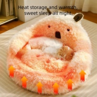 Coussin pour animaux de compagnie, lit pour chat et chien, chaud pour l'hiver, en alpaga moelleux, antidérapant avec rebord surélevé, lit apaisant pour chien et chat, nid pour chat en demi-cercle