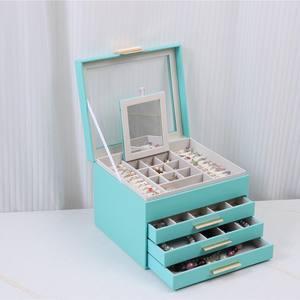 Nueva Caja de Joyería Cuadrada de Cuero de Tres Capas con Cierre de Cremallera, Cojín de Terciopelo, Color Personalizado, Organizador de Almacenamiento de Gran Tamaño - Product Image 4