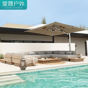 Set Divano <span class=keywords><strong>da</strong></span> Esterno per Villa, in Teak del Myanmar, Impermeabile, Mobile, Design Moderno, per <span class=keywords><strong>Giardino</strong></span> e Piscina, <span class=keywords><strong>Mobili</strong></span> in Legno Massello - Product Image 2