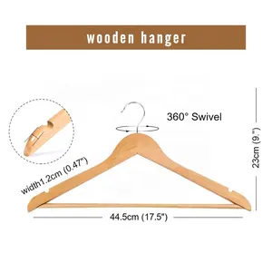Owentek Manufacturer Anti-slip Clothes Coat Wood Hanger Rack Perchas De Madera Adult Wooden Cloth Hanger For Clothing Shop