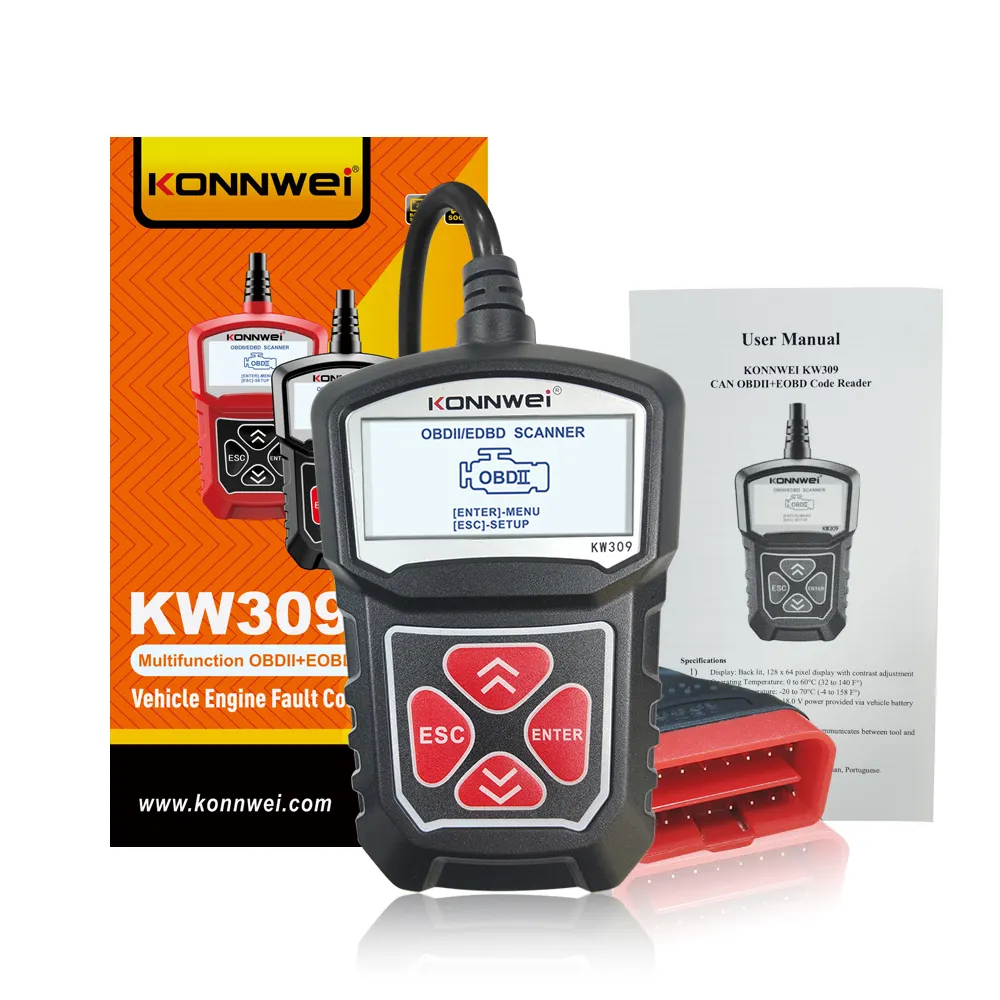 저렴한 공장 OEM KONNWEI KW309 자동차 엔진 스캐너 Obd2 자동차 진단 장비 도구 유통