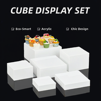 6 supports de présentation carrés en acrylique blanc grand format, écologiques et modernes, pour buffets, présentoirs de table et fournitures de décoration de gâteaux