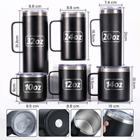 Tumbler Vakum Dinding Ganda Stainless Steel 12Oz yang Dapat Disesuaikan, Mug Kopi, Mug Bir, Mug Termal untuk Berkemah dengan Gagang
