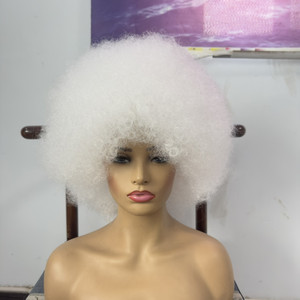 Peluca rizada sintética <span class=keywords><strong>Afro</strong></span> con flequillo, pelucas <span class=keywords><strong>Afro</strong></span> <span class=keywords><strong>de</strong></span> los años 70, <span class=keywords><strong>disfraz</strong></span> hinchable resistente al calor, peluca <span class=keywords><strong>de</strong></span> Cosplay para mujeres negras - Product Image 5
