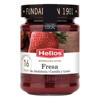 Helios Strawberry Extra Fruit Preserve Jam 340G Made with Local Strawberries Gluten Free 44% Sugar Spain Origin