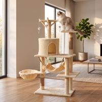 Arbre à chat en bois de grande taille, assemblage rapide sans outils, vente en gros