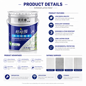 Pintura de Látex para Interiores de 20 KG, Bajo Olor, Lavable, Antimanchas, Pintura de Emulsión a Base de Agua para Paredes Interiores del Hogar - Product Image 4