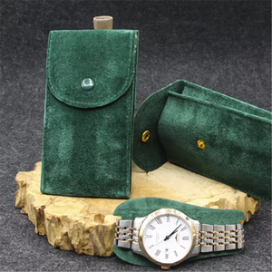 Factory Wholesale Luxury Storage Velvet Envelope Bag Travel Jewelry Pouch Single <b>Watch</b> Roll for <b>Watch</b> Green Navy Blue Suede - Product Image 5