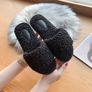 Comfy Soft Non-Slip House Fluffy Open Toe Fuzzy Memory Foam Curly <b>Teddy</b> Fur Flat Slides <b>Slippers</b> - Product Image 4
