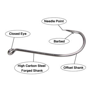 92554 스테인레스 스틸 낚시 후크 Barbed 후크 화이트 오프셋 긴 생크 낙지 Fishhooks 소프트 낚시 루어 - Product Image 2