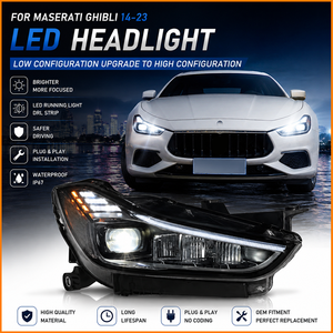 Pour Maserati Ghibli 2014-2023, projecteur haute intensité, animation dynamique, démarrage Plug and Play, lifting, phare avant LED - Product Image 2