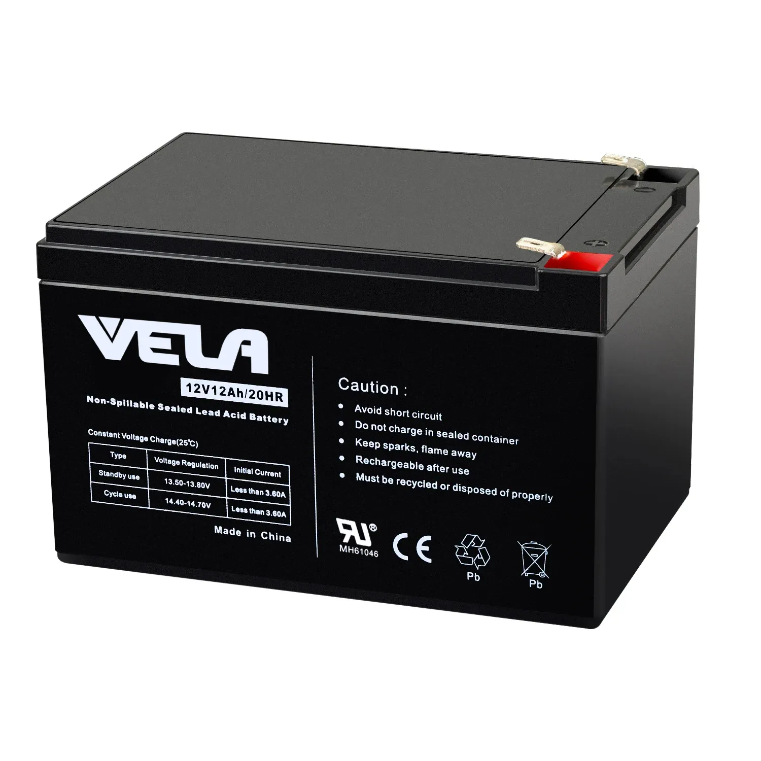VELA FP12120 baterai asam timbal awet dengan 12V 12AH untuk tenaga surya