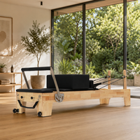 Reformer de Pilates en bois de chêne robuste pour usage commercial, avec résistance réglable, certifié CE, machine d'entraînement pour studio de gym