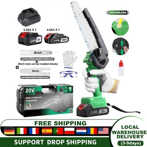 Mini tronçonneuse sans fil 20V sans balais de qualité industrielle, scie à bois DIY avec guide-chaîne de 6 et 8 pouces, alimentée par batterie, entrepôt local aux États-Unis - Product Image 2