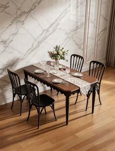 Nuevo Juego de Mesa de Comedor de Madera Maciza Estilo Americano con 4 Sillas Windsor Negras para el Hogar, Cocina, Comedor - Product Image 2