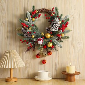 Artificial Eco-Friendly Christmas Half Ring Wall Hanging Wreath Bells Baubles Pinecones Plastic for <b>Front</b> <b>Door</b> <b>Decor</b> - Product Image 3