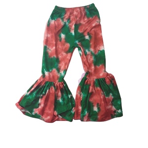 Baby <b>Girl</b> Full Length Ruffle Hem <b>Flared</b> Printing Casual Pants Knitted Spring Autumn Winter - Product Image 1