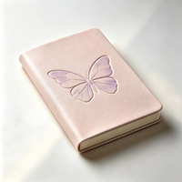 Carnet à couverture rigide Off White, motif papillon violet clair en relief, couverture lisse pour journal quotidien, cadeau pour fille, écriture de notes