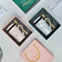 Ensemble de tasses en céramique marbrée pour couple, cadeau de mariage, boîte de tasses rose, cadeaux de luxe pour mariage, articles cadeaux pour femmes