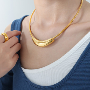 สร้อยคอสแตนเลสสตีลกันน้ำสำหรับผู้หญิงสร้อยคอโชคเกอร์ทรงเรขาคณิตขัดเงาสูง <span class=keywords><strong>P1604</strong></span>ของขวัญเครื่องประดับ - Product Image 5