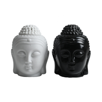Buddha Head Brûleur d'huile aromatique et diffuseur d'encens Bougeoir en céramique pour la méditation Bois de santal et inhalation d'encens