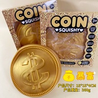 Mogo Cross-border Nouveau Jouet Squishy en TPR en forme de pièce de monnaie dorée de 15 cm, à rebond lent, anti-stress, emballage en boîte, 14 ans