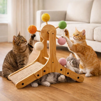 Griffoir rotatif pour chat en bois - Jouet interactif en bambou pour chat, pour chats d'intérieur, chatons et petits animaux