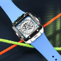 MEGIR 2228 Montre de luxe pour homme, sport, rectangulaire, en silicone, cadran lumineux, résistante à l'eau, chronographe - Édition limitée, quartz