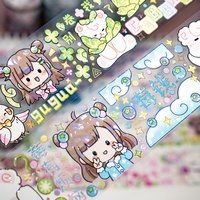 Rouleau d'autocollants personnalisés Kawaii à découpe kiss-cut avec étiquettes circulaires à paillettes