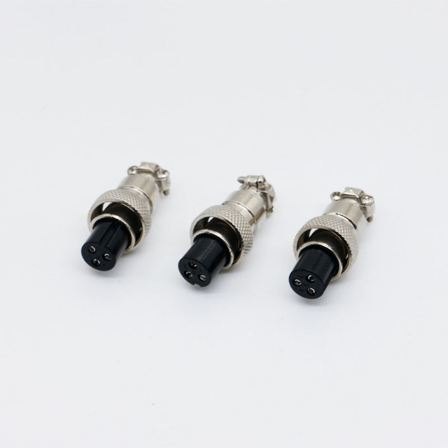 GX12 3 Pin Female Aviation Connector Plug Circular Brass Contact Industrial Use Electrical Connector