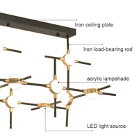 Lustre décoratif moderne personnalisable pour hall d'hôtel, salon, cube lumineux LED, grand modèle