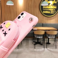 Mode baru dompet koin hitam skew casing ponsel untuk iphone 17 pro max penutup untuk gadis tas kartu ritsleting silikon lembut