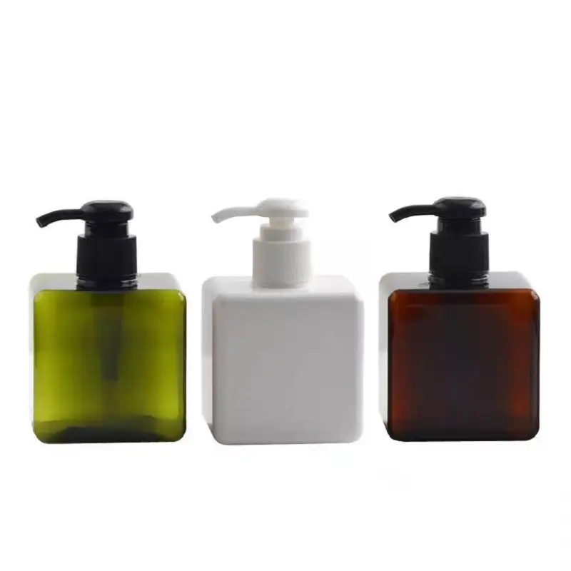 Kosmetik verpackungs behälter 250ML 8oz Leeres Hand wasch bad Flüssige Shampoo-Lotion Nachfüllbare quadratische PETG-Plastik pumpen flasche