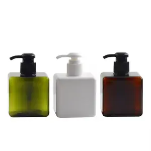 Cosmetic Packaging Container 250ML 8oz Empty Hand Washing Bath Liquid Shampoo Lotion Refillable PETG Plastic Square Pump Bottle