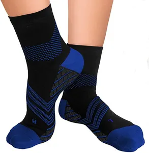 THETA高品质黑色蓝色足底筋膜炎尼龙足弓支撑压缩踝袜